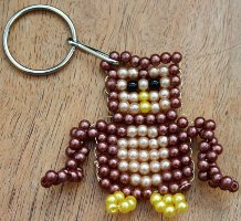 owl beaded keyring