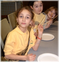 Getting ready to use chopsticks