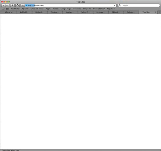 White page as Twitter starts loading