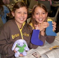 making stockings to hang on the Christmas tree