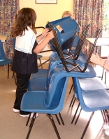 Stacking chairs to spook visitors