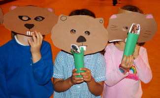 ground hog masks and puppets